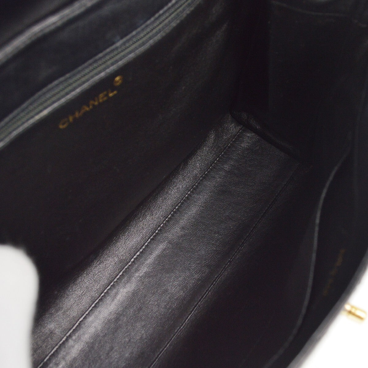 Chanel Straight Flap Shoulder Bag - Black, Lambskin