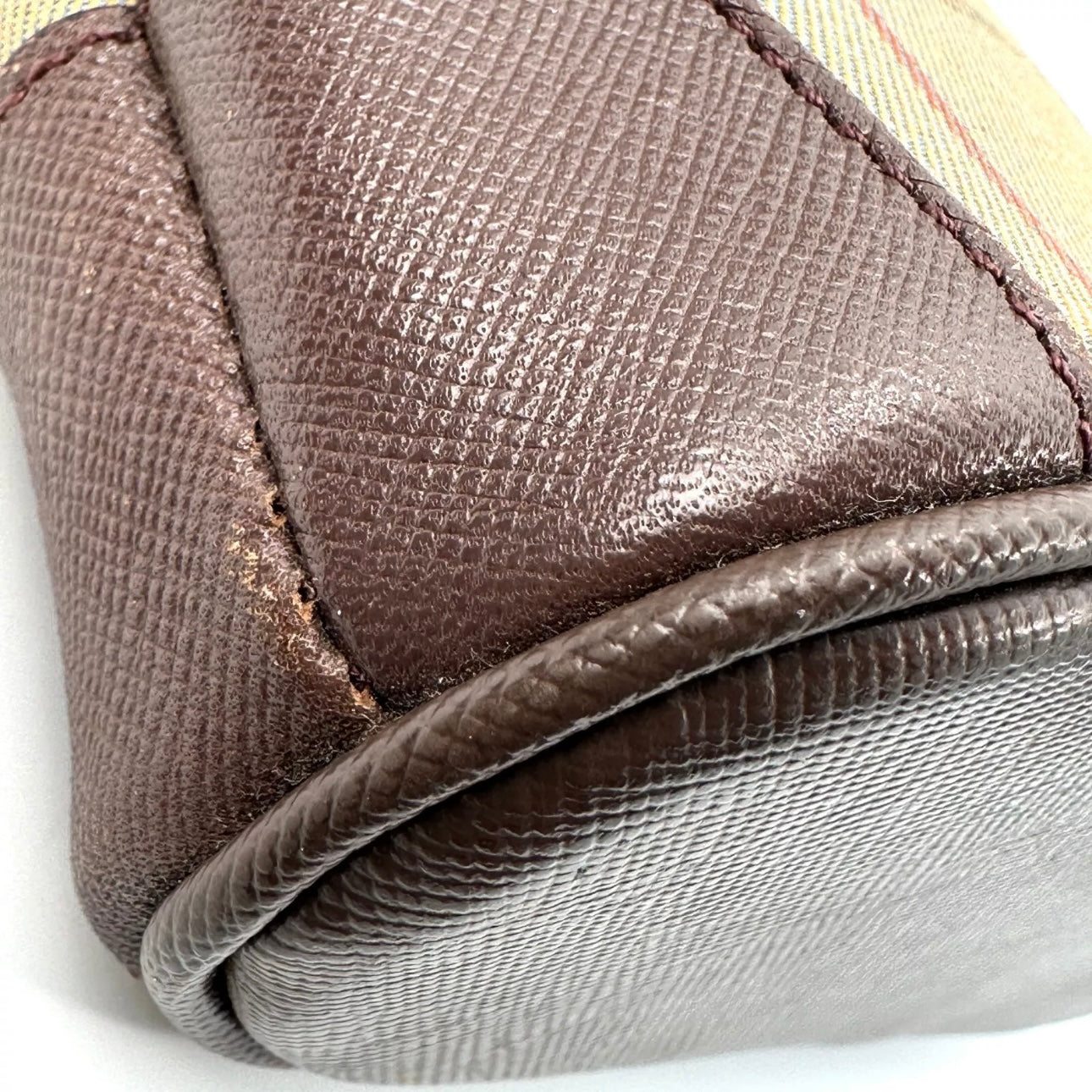 BURBERRY Nova Check Pouch Brown Leather