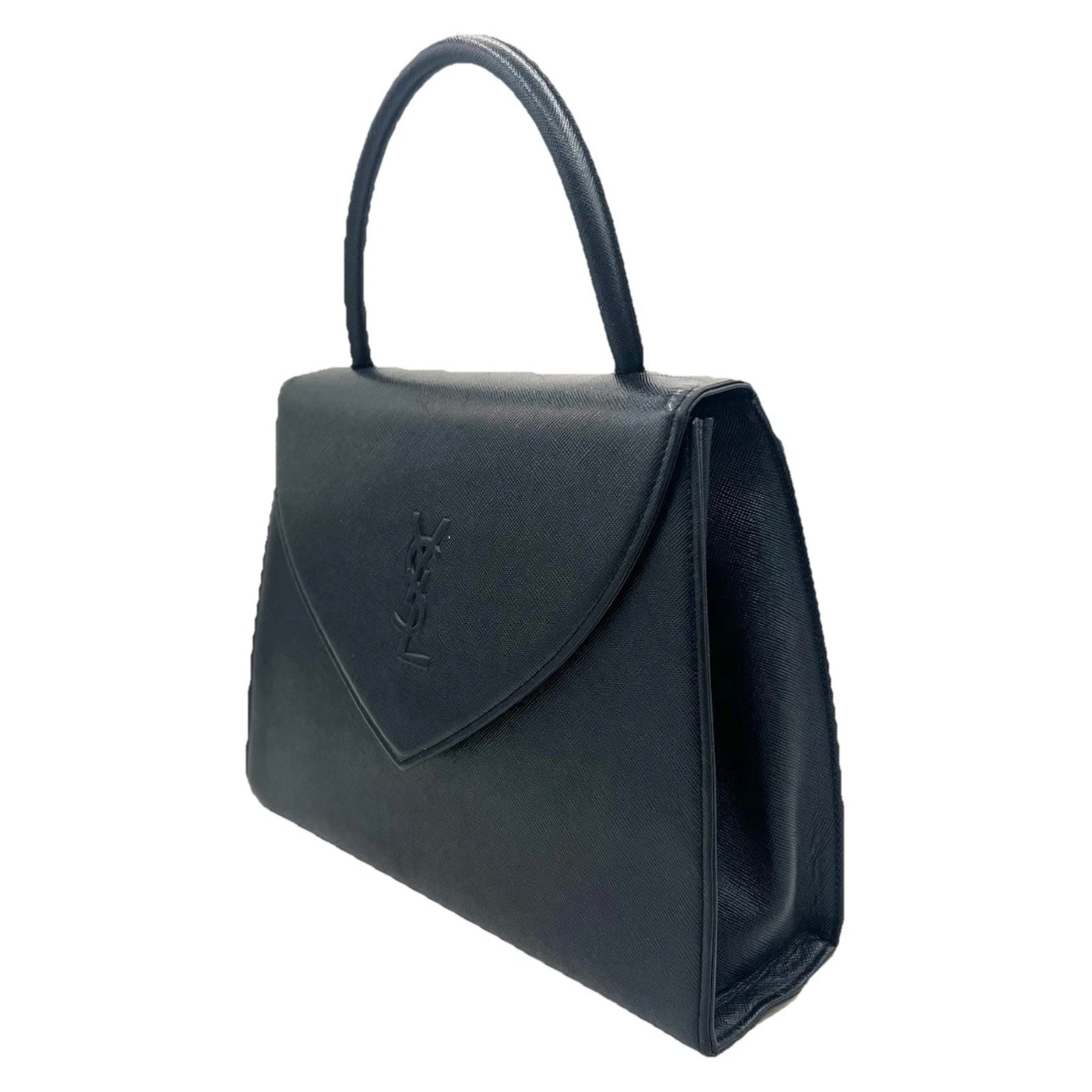Yves Saint Laurent Hand bag Leather Vintage Black Authentic