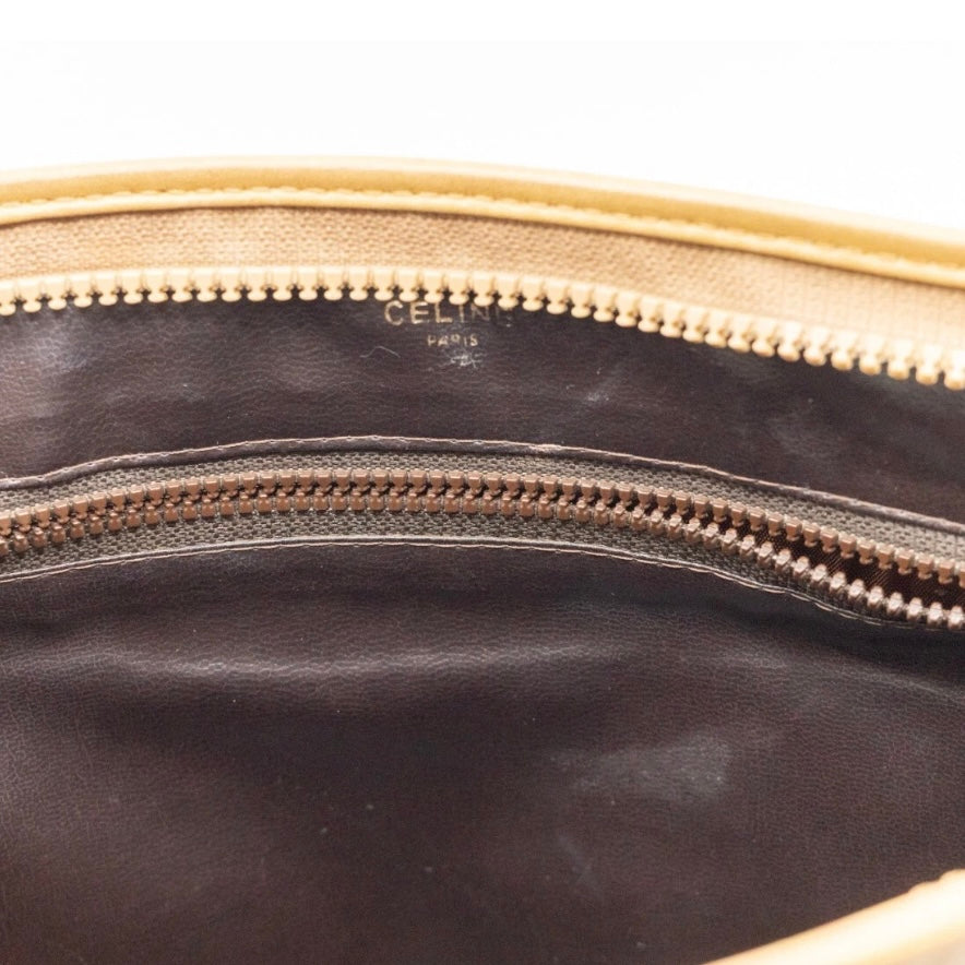 CELINE Macadam Clutch Bag- Leather PVC Beige, Gold