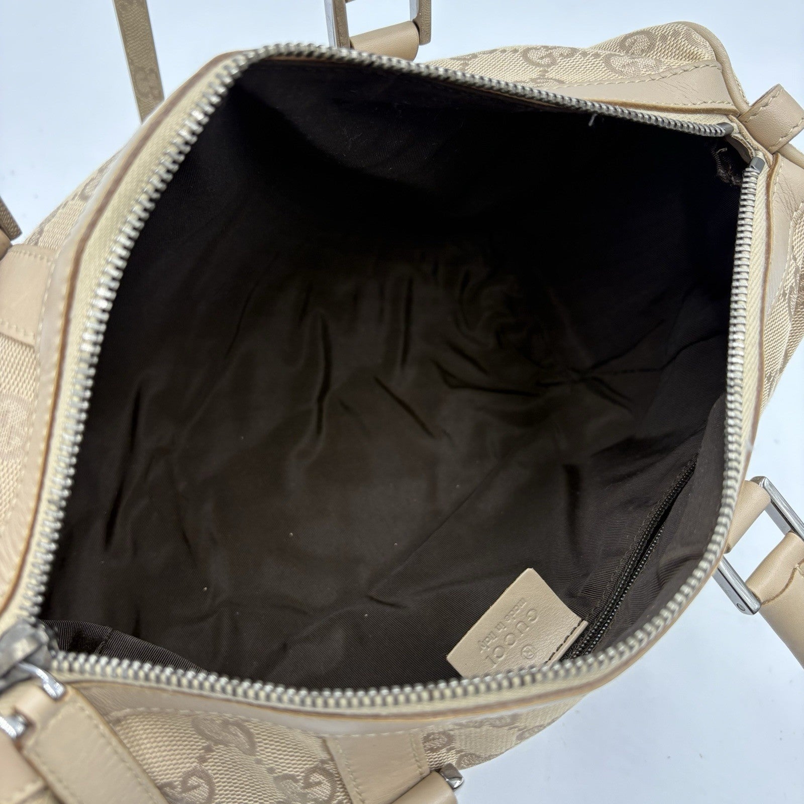 Gucci GG Mini Boston Handbag - Beige, Canvas 