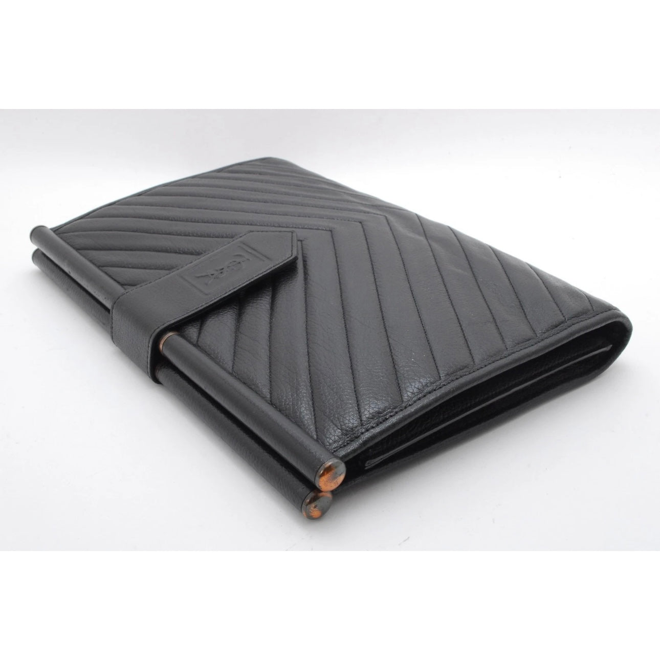 Saint Laurent black leather clutch