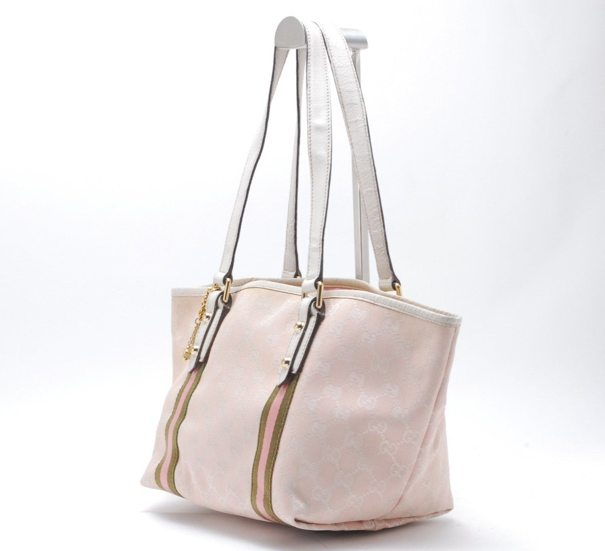 Gucci Sherry Line Hand Tote Shoulder Bag - Pink, Canvas