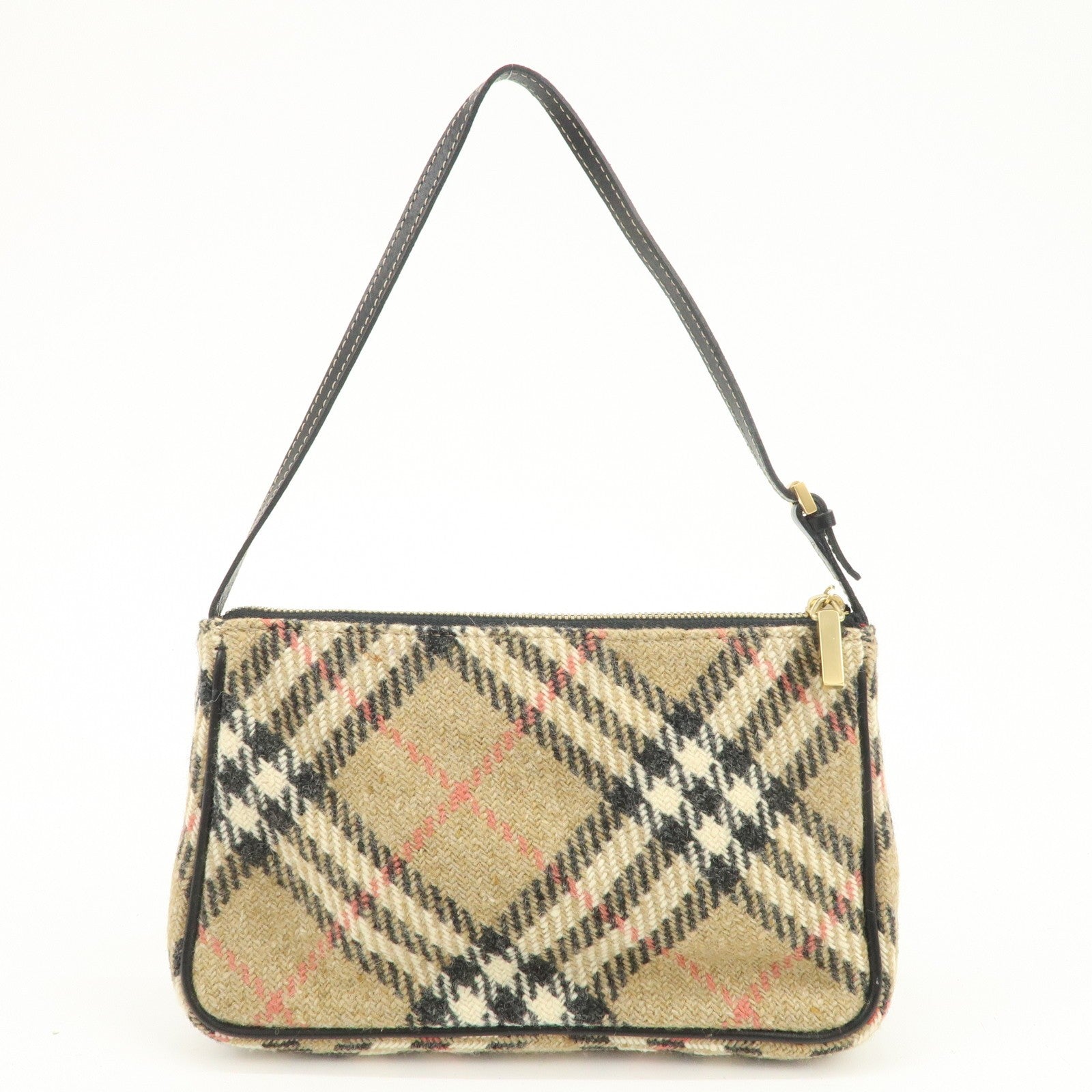 Burberry Nova Plaid Shoulder Bag - Beige, Black, Wool, Leather