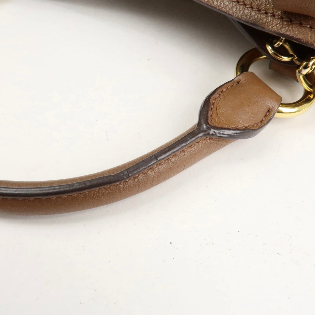 MIU MIU Vitello Phenix Leather Shoulder& Hand Bag Brown