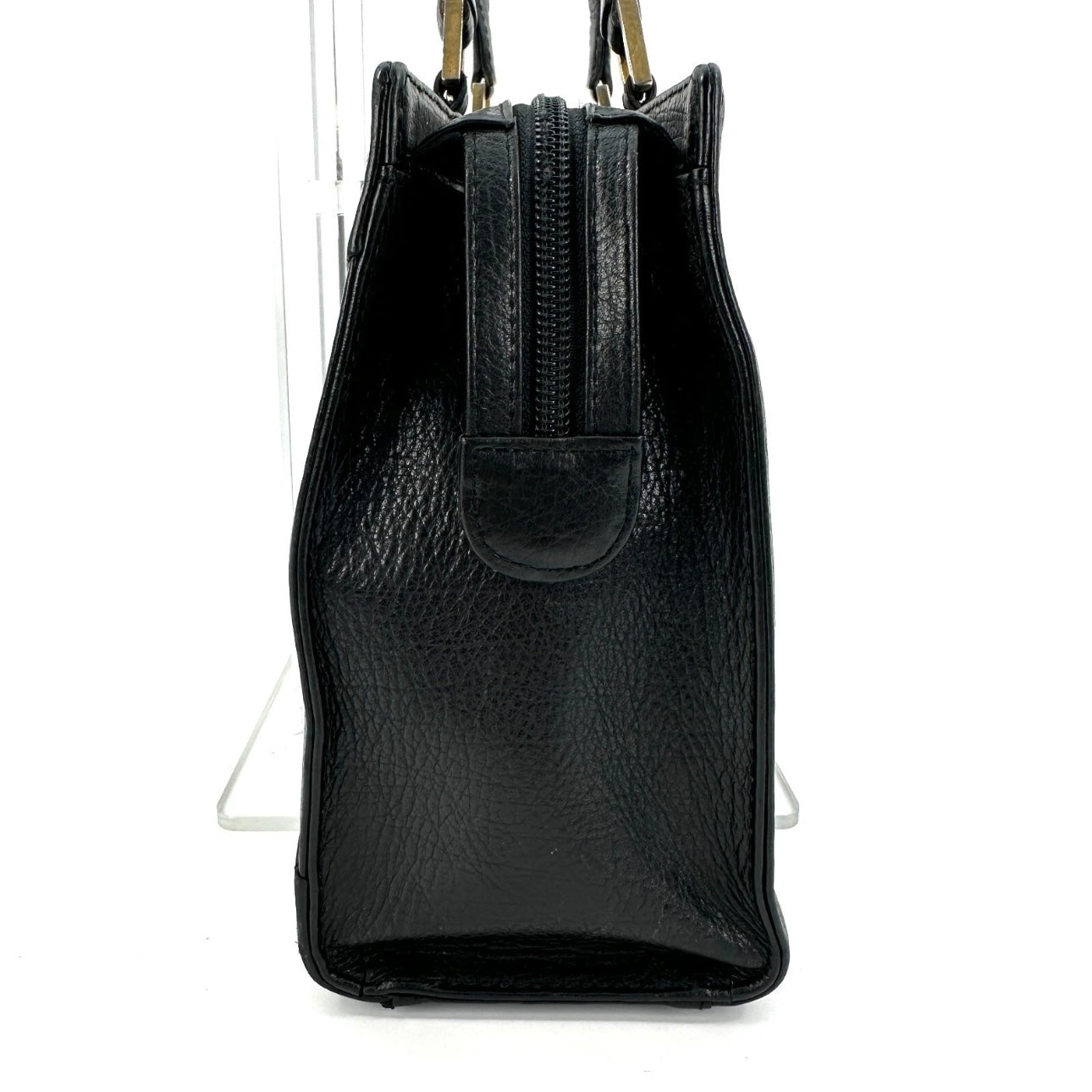 Yves Saint Laurent Hand Tote Stitch Bag Leather Black Vintage
