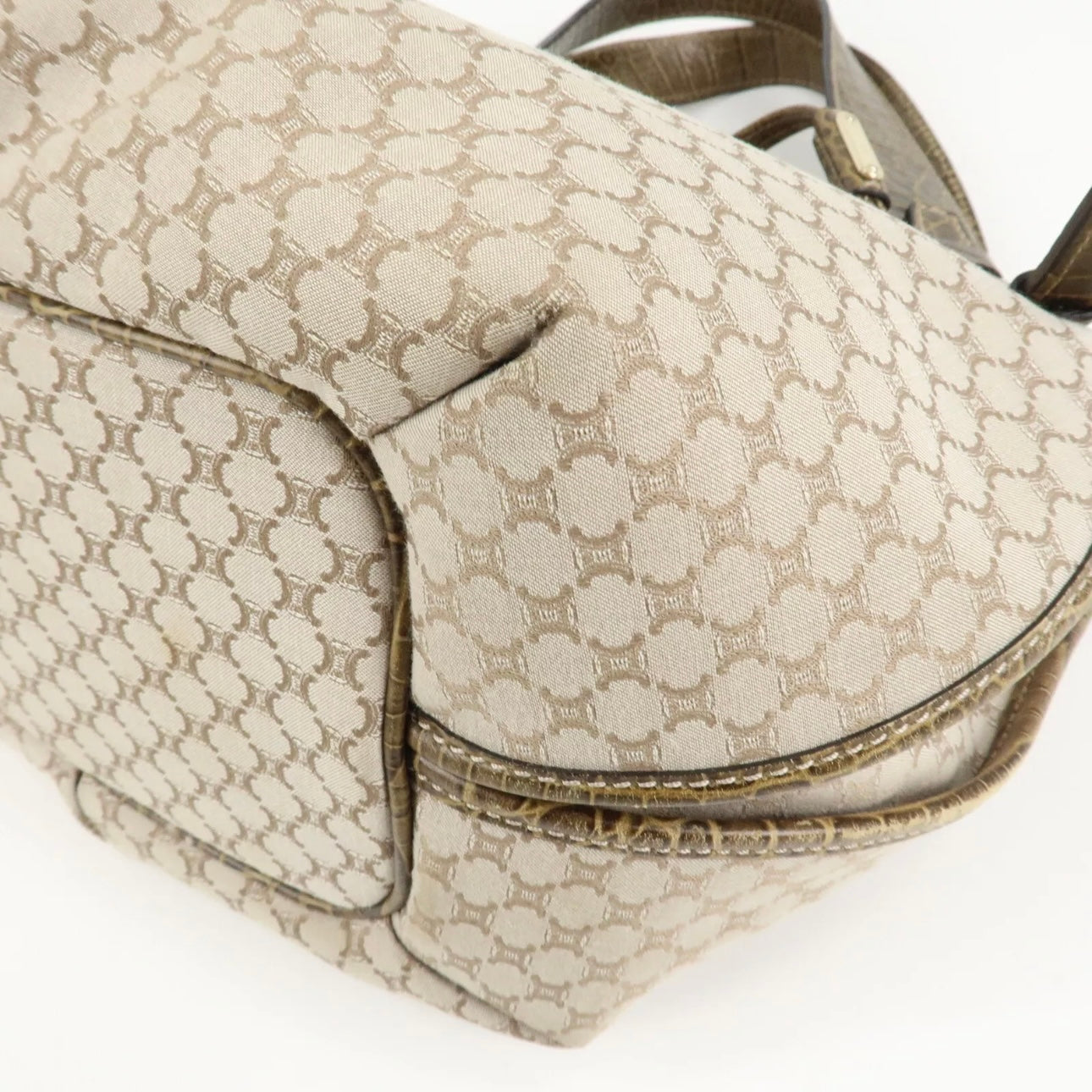 CELINE Macadam Bitter Sweet Canvas Leather Tote Bag - Beige Khaki, Canvas, Leather