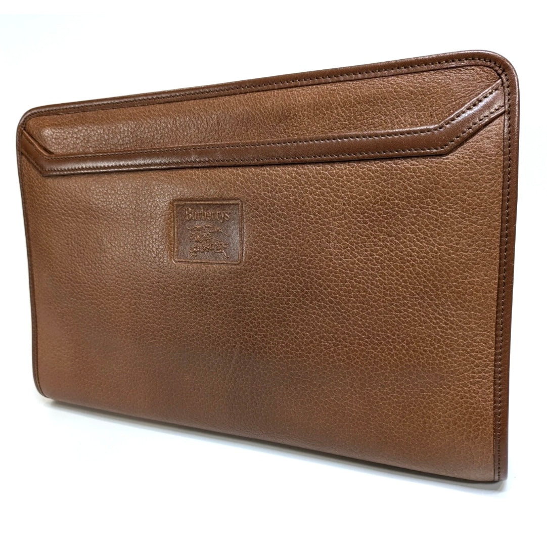 Burberrys Vintage Clutch Bag- Brown leather