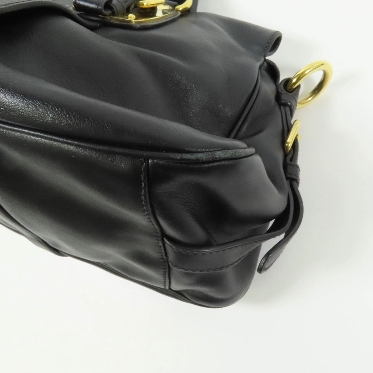 Prada GHW Bauletto Handbag - Black, Calfskin Leather