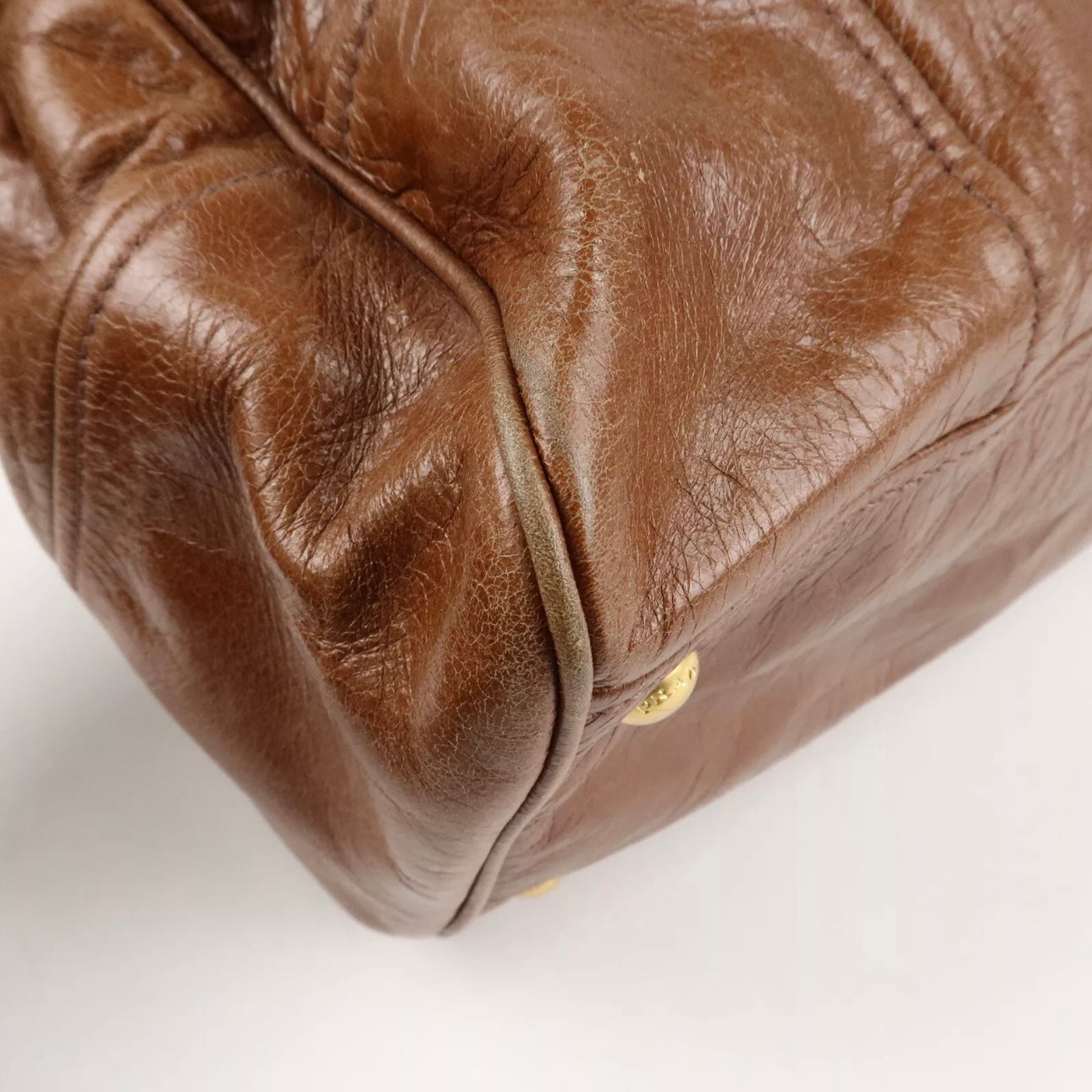 PRADA Leather Shoulder & Hand Bag Brown