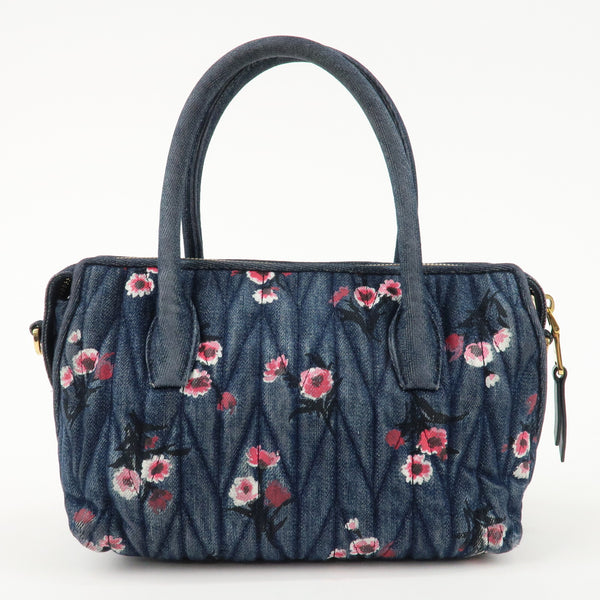 Miu Miu Matelasse Denim Leather 2Way Bag - Blue, Denim, Leather 