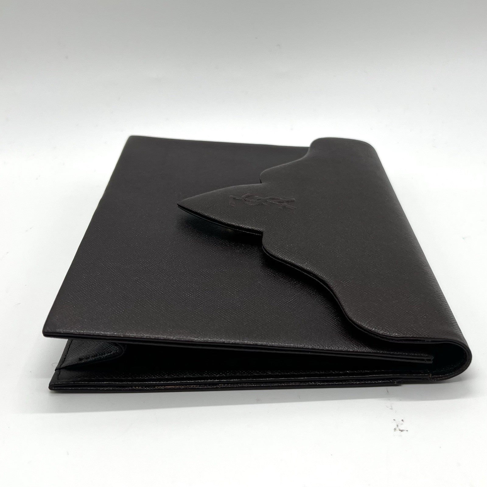 Saint Laurent YSL Vintage Clutch Bag - Brown, Saffiano Leather 