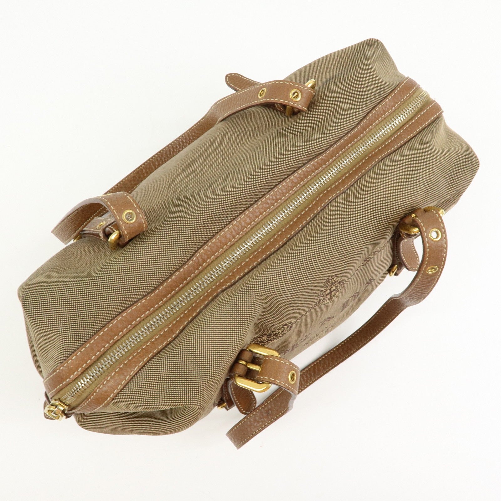 Prada Boston Bag - Beige, Canvas and Leather