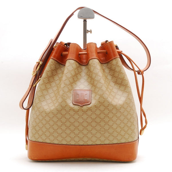 Celine Macadam Drawstring Shoulder Bag - Beige, PVC