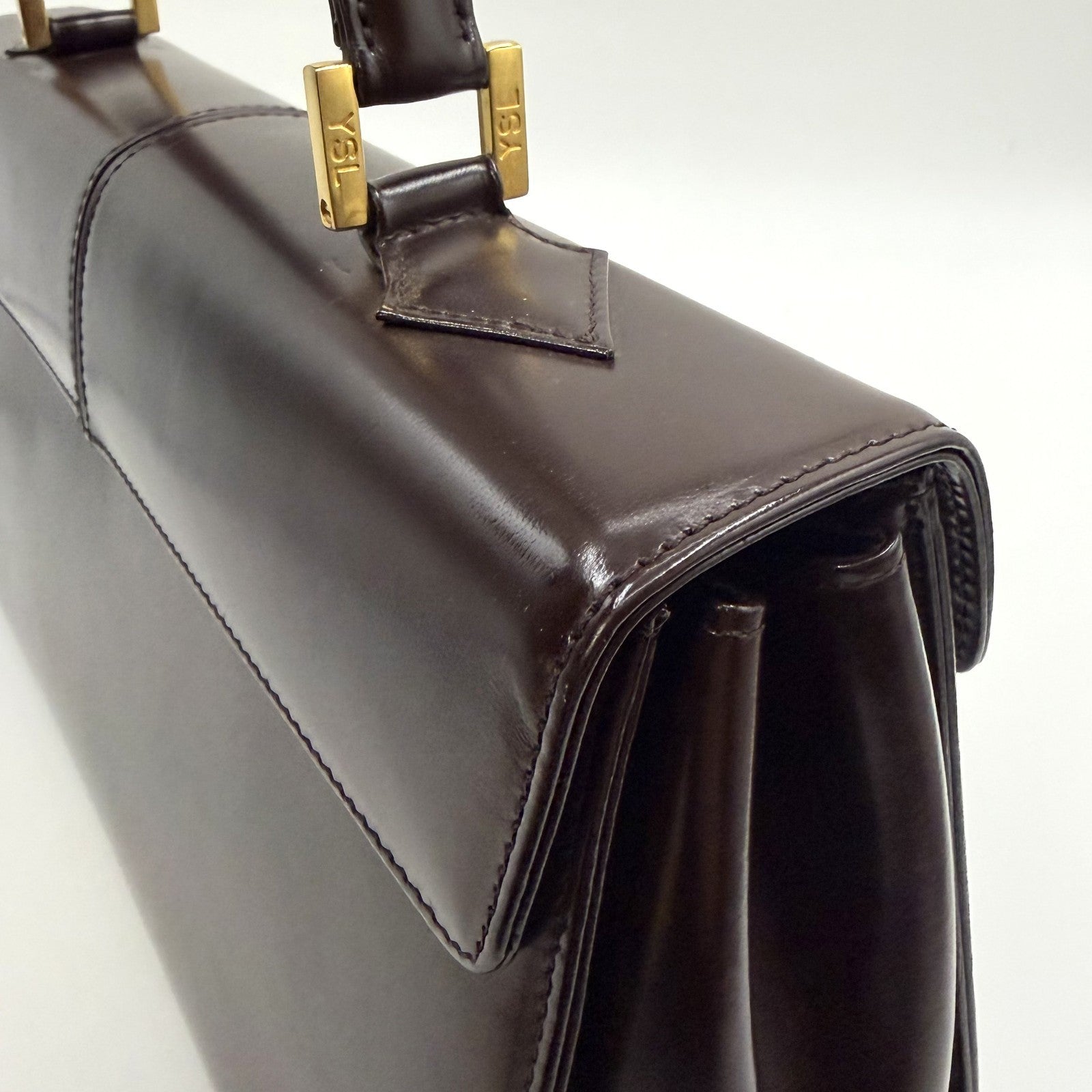 Saint Laurent Yves Vintage Tote Hand Bag - Brown, Leather 
