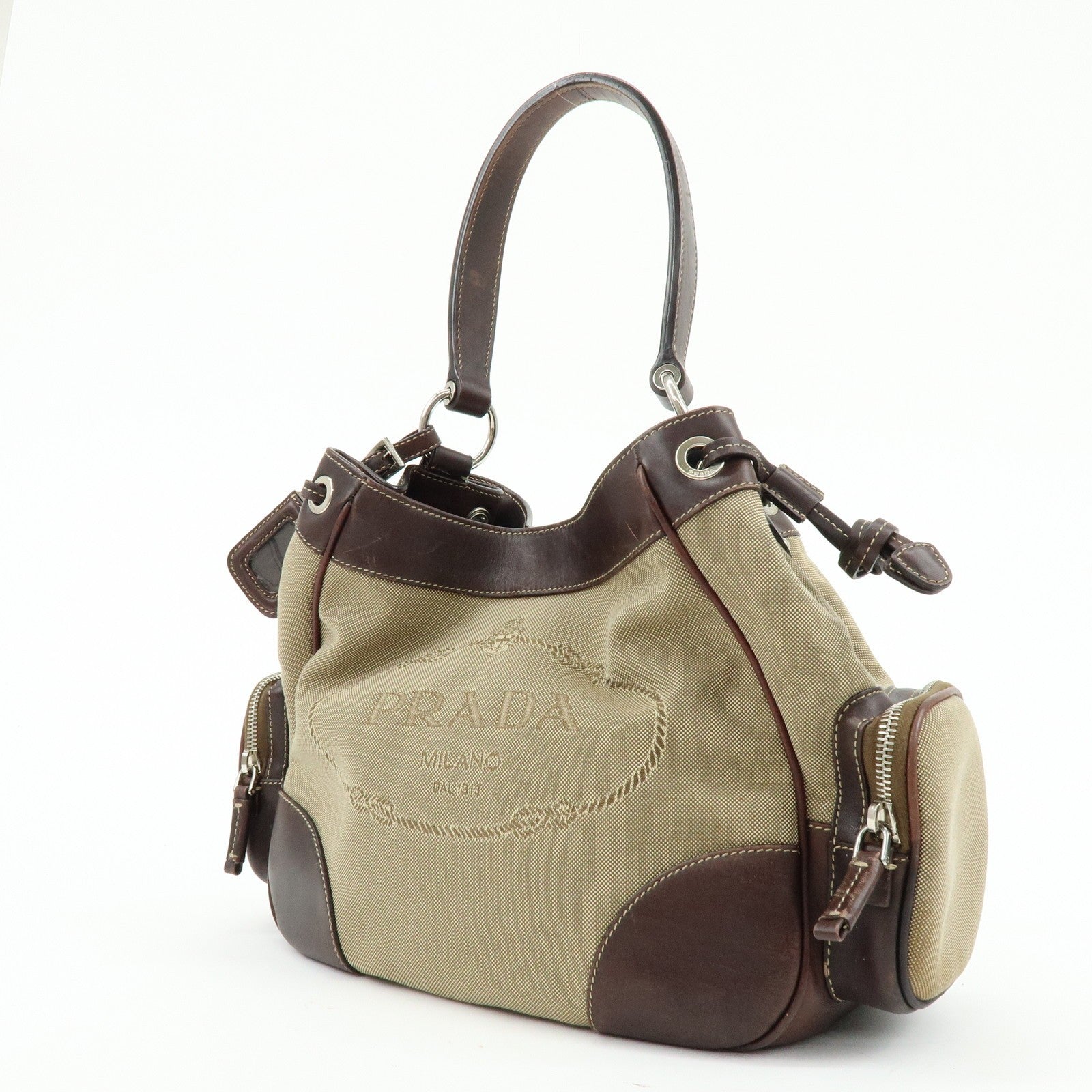 Prada Shoulder Bag - Beige, Canvas Leather