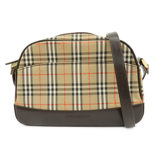 Burberry Nova Plaid Shoulder Crossbody Bag - Beige, Canvas, Leather