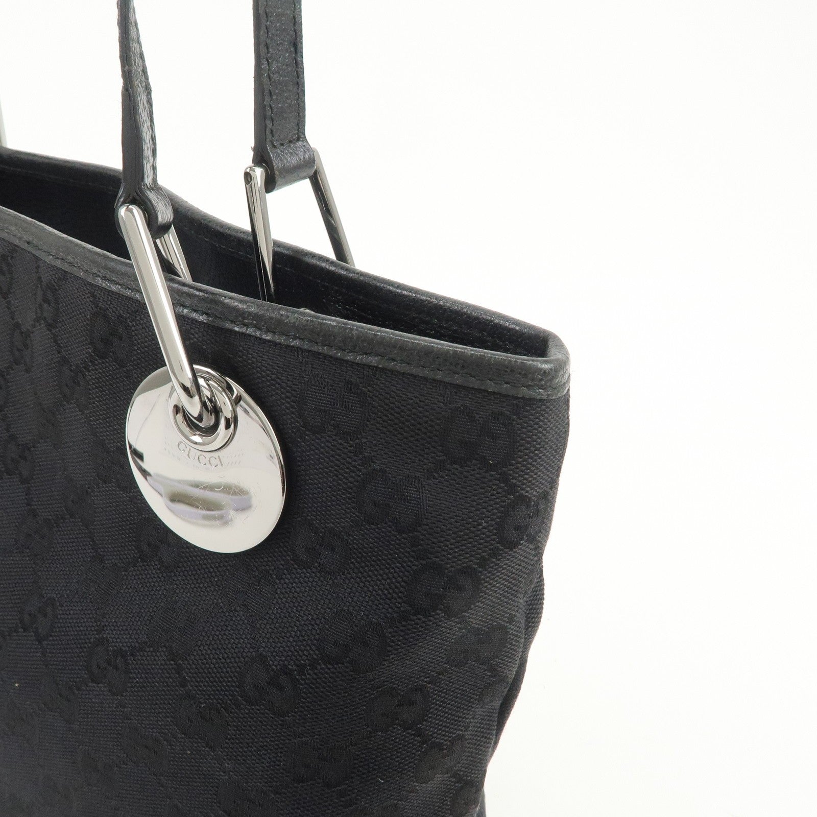 Gucci GG Canvas Leather Tote Bag - Black, Canvas 