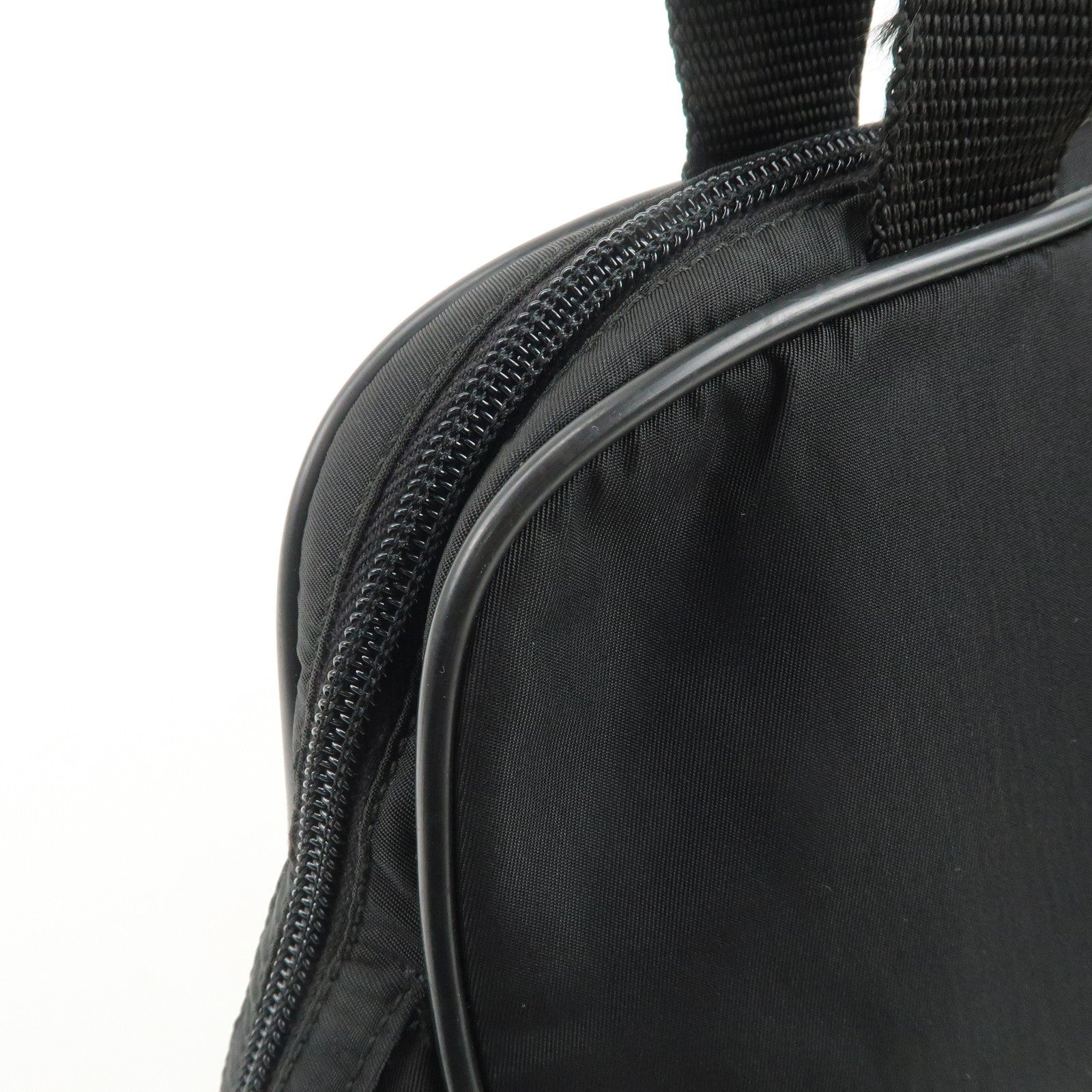 Prada Triangle Logo Hand Bag - Black, Nylon and Leather