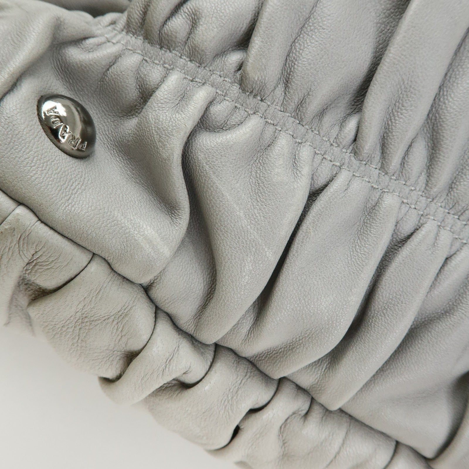 Prada Tote Hand Bag - Gray, Nappa Gaufre Leather