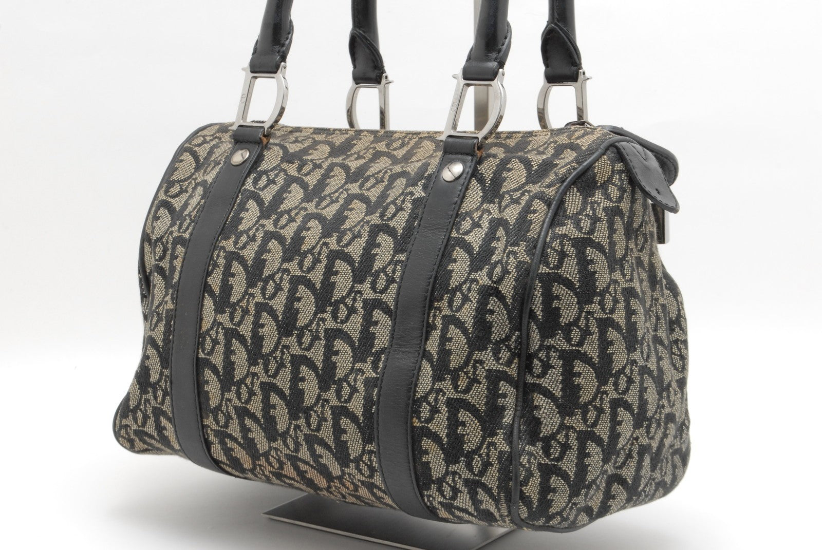 Christian Dior Trotter Boston Bag - Navy Black, Canvas Leather