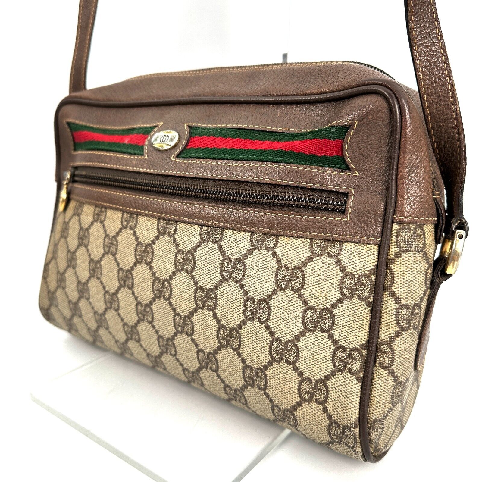Gucci Sherry Shoulder Bag - Brown, PVC/Leather