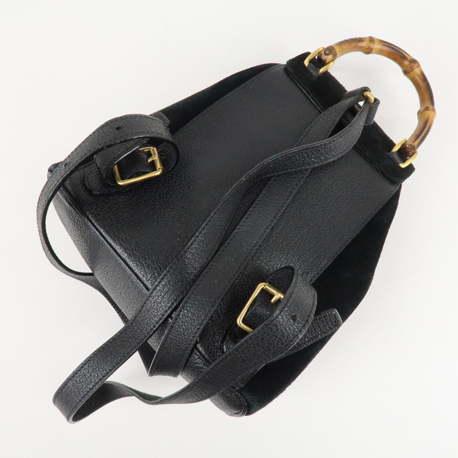 Gucci Bamboo Backpack - Black, Suede, Leather