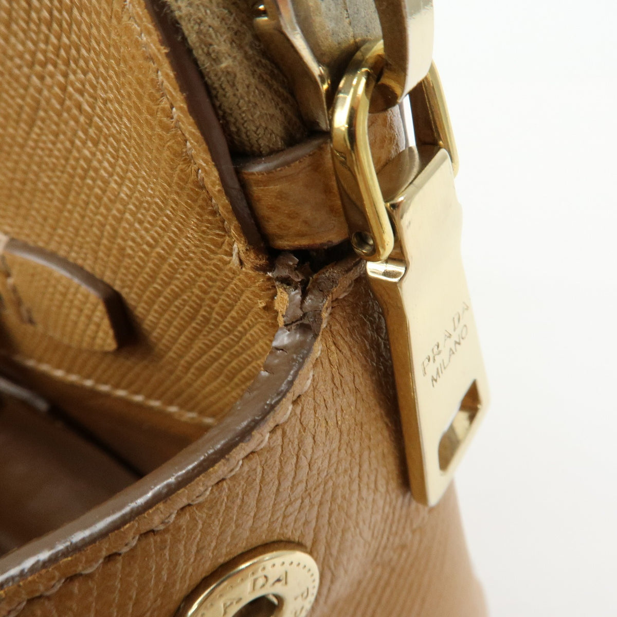 Prada2way Hand Bag - Camel, Saffiano Leather