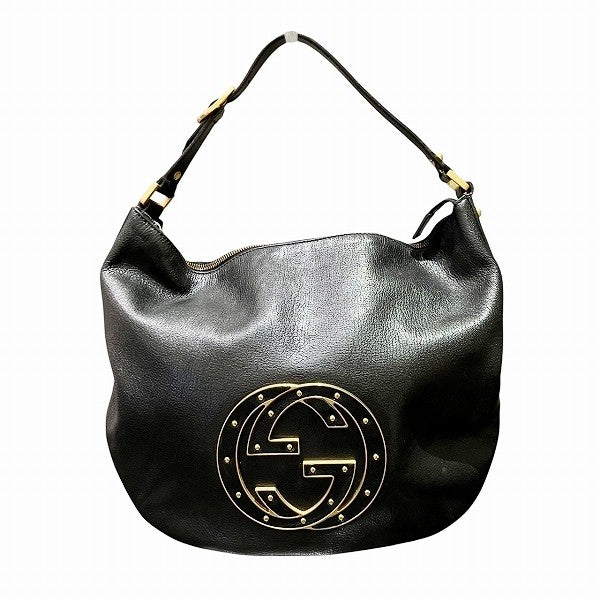 Gucci Interlocking G Semi-Shoulder Bag - Black, Leather