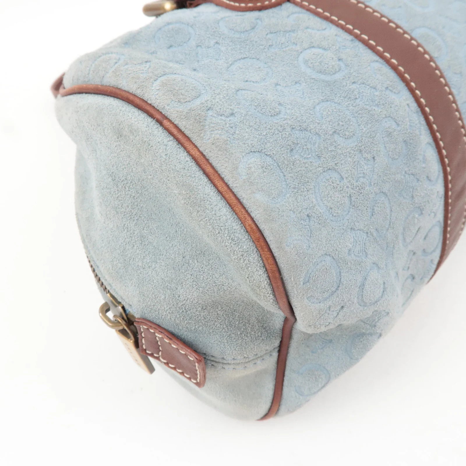 Celine C Macadam Shoulder Bag - Blue Brown, Suede Leather 