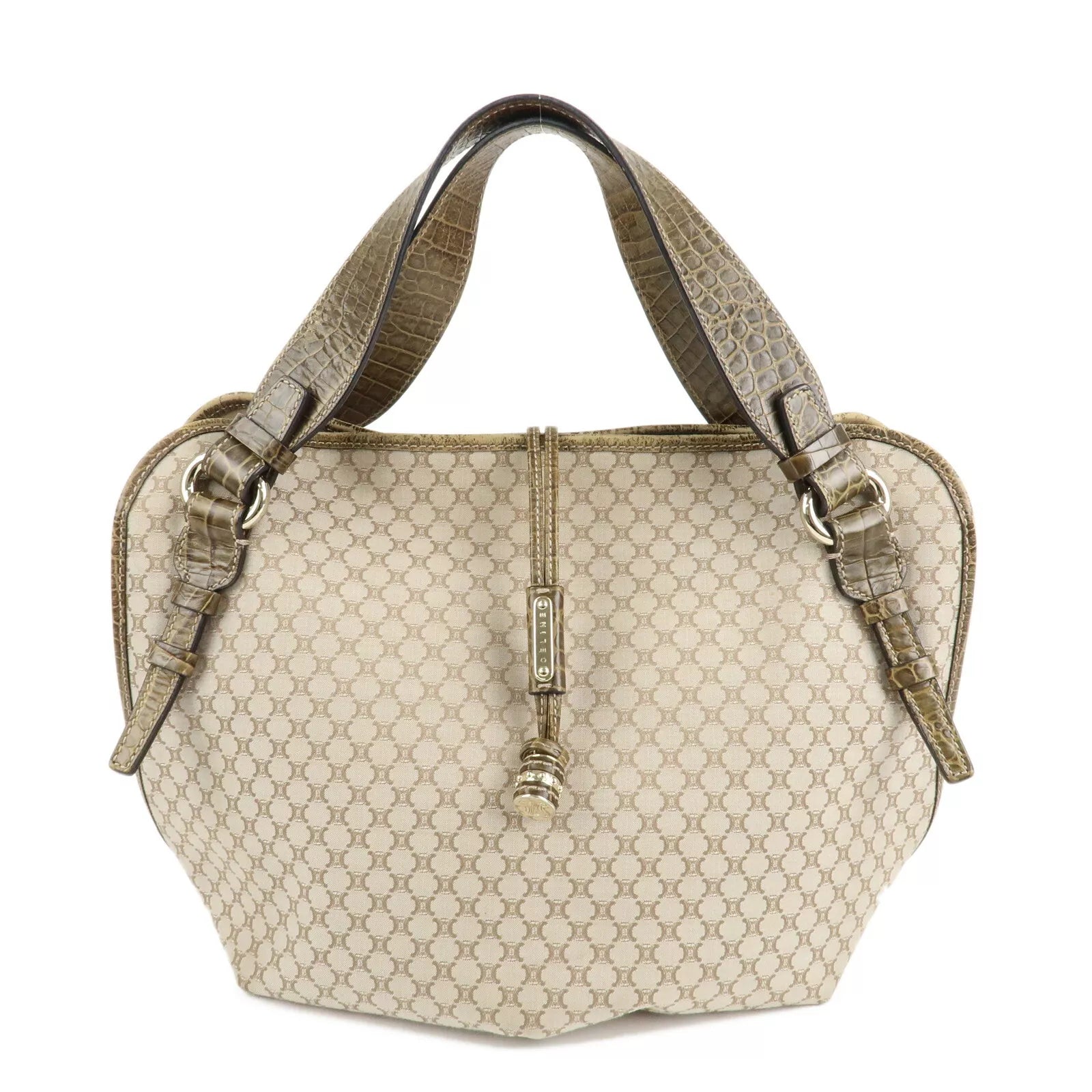 CELINE Macadam Bitter Sweet Canvas Leather Tote Bag - Beige Khaki, Canvas, Leather