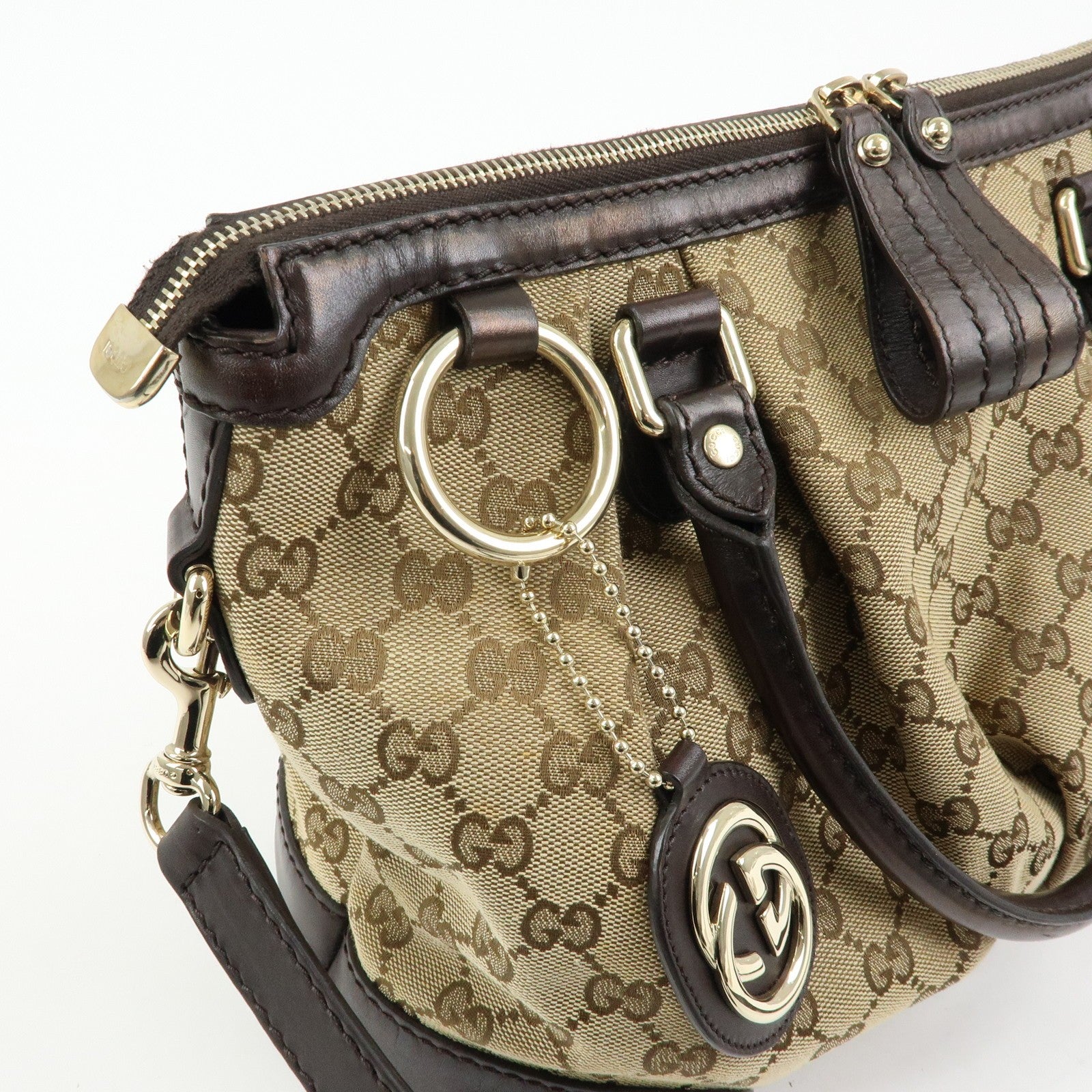 Gucci 247902 2Way Bag - Brown, Canvas and Leather