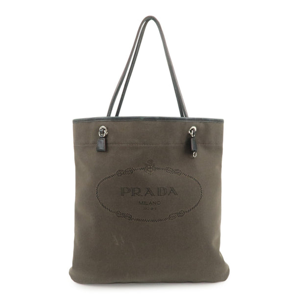 Prada Logo Jacquard Tote Bag - Dark Brown, Leather