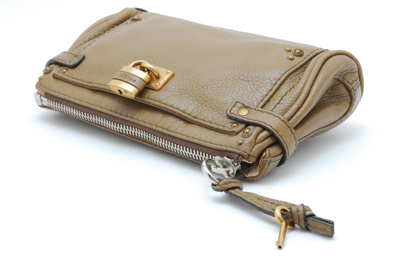 Chloé Paddington Pouch Clutch - Beige, Leather 