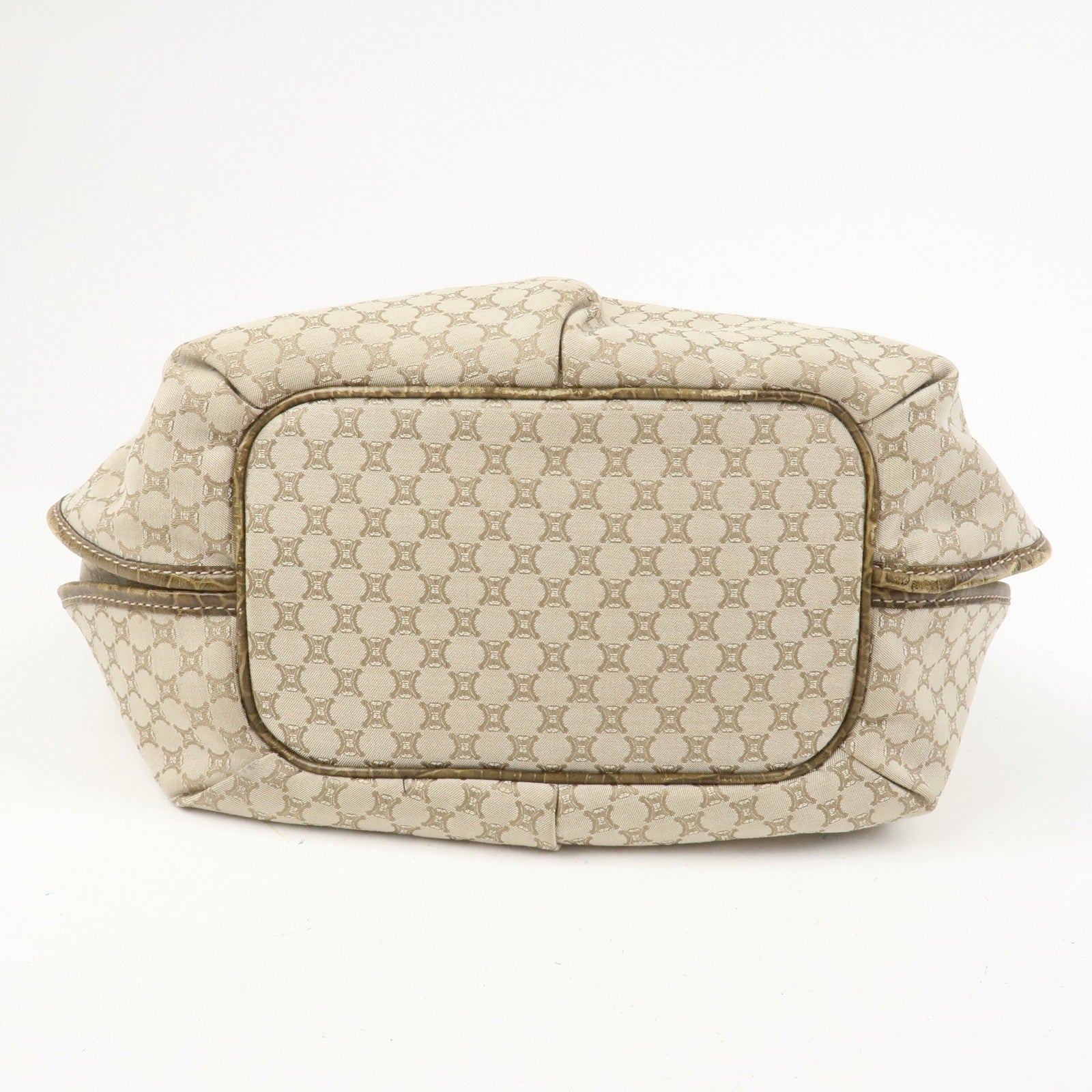 Celine Macadam Logo Shoulder Bag - Beige, Canvas and Embossed Leather 