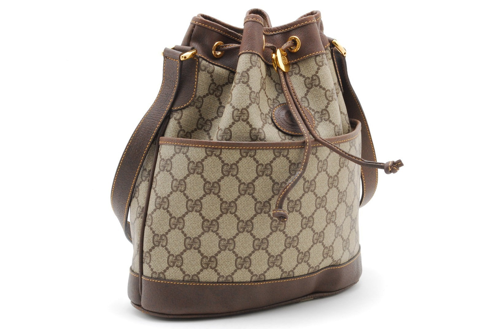 Gucci GG Bucket Bag Shoulder Bag - Beige Brown, Canvas Leather