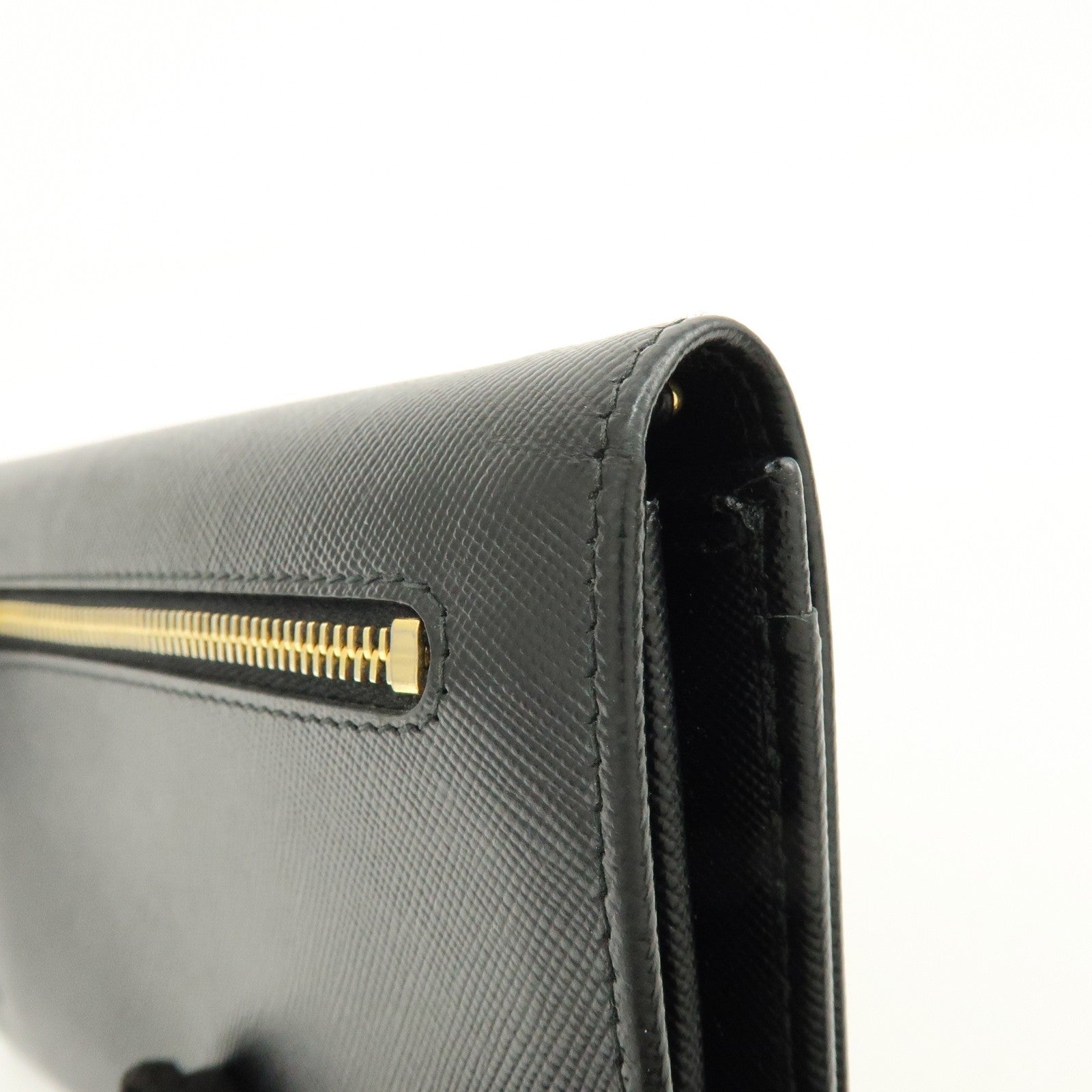 Prada Triangle Logo Wallet - Black, Saffiano Leather