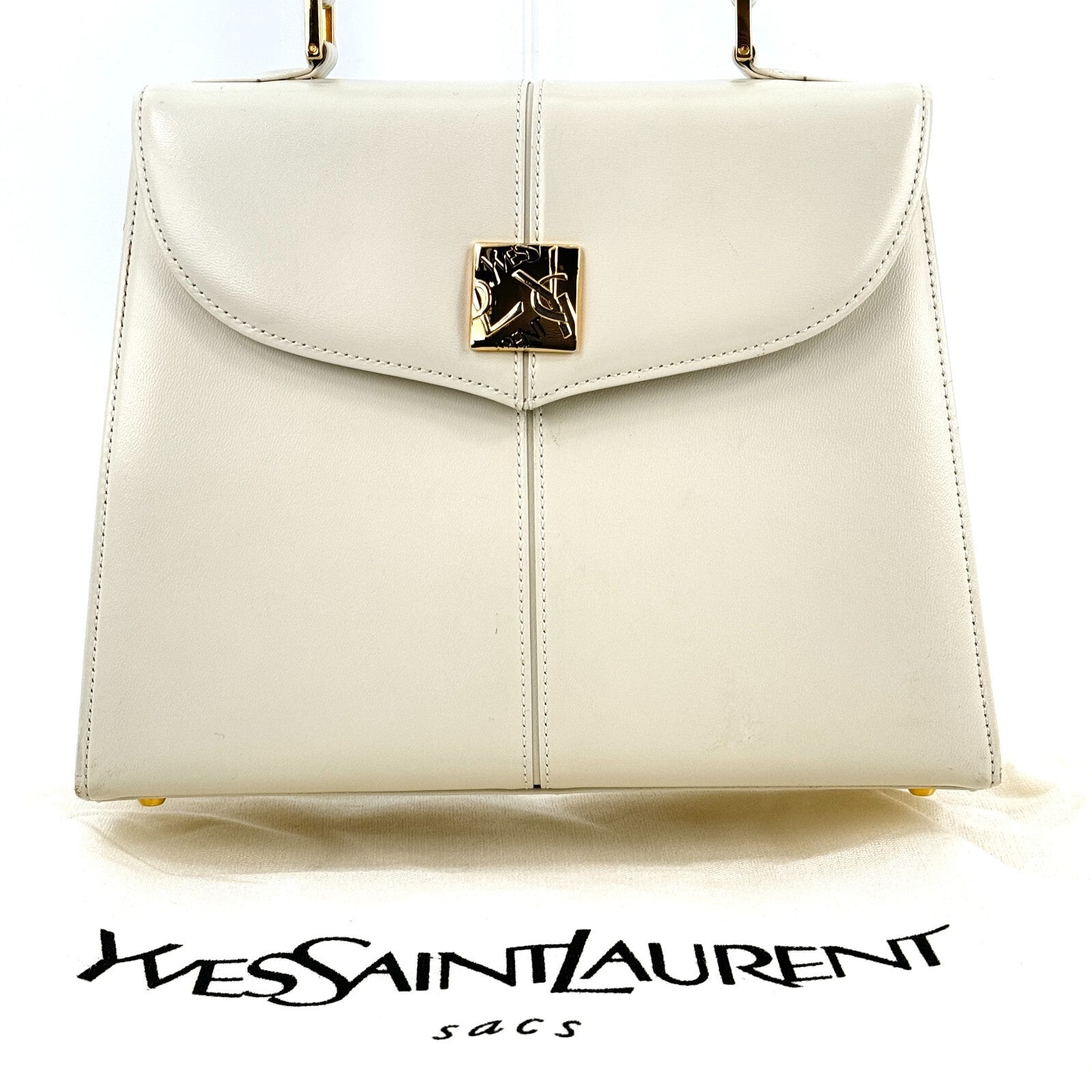 Saint Laurent Shoulder 2Way Hand Tote Bag - White, Leather