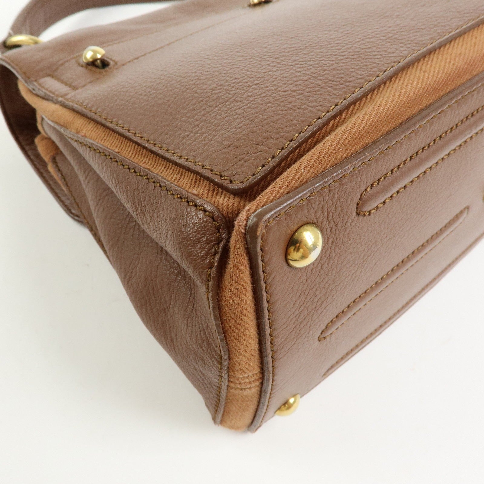 SAINT LAURENT PARIS Muse Two Leather Hand Bag Brown