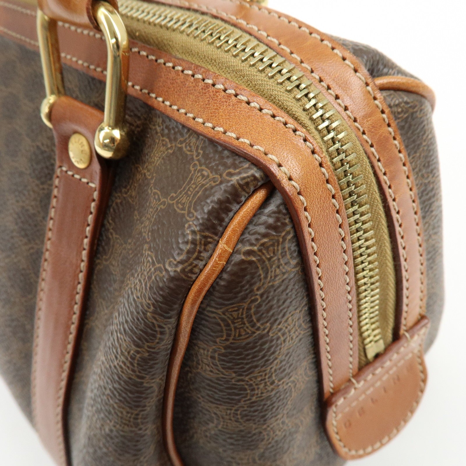 Celine Macadam Logo 2Way Boston Hand Bag - Brown, PVC Leather