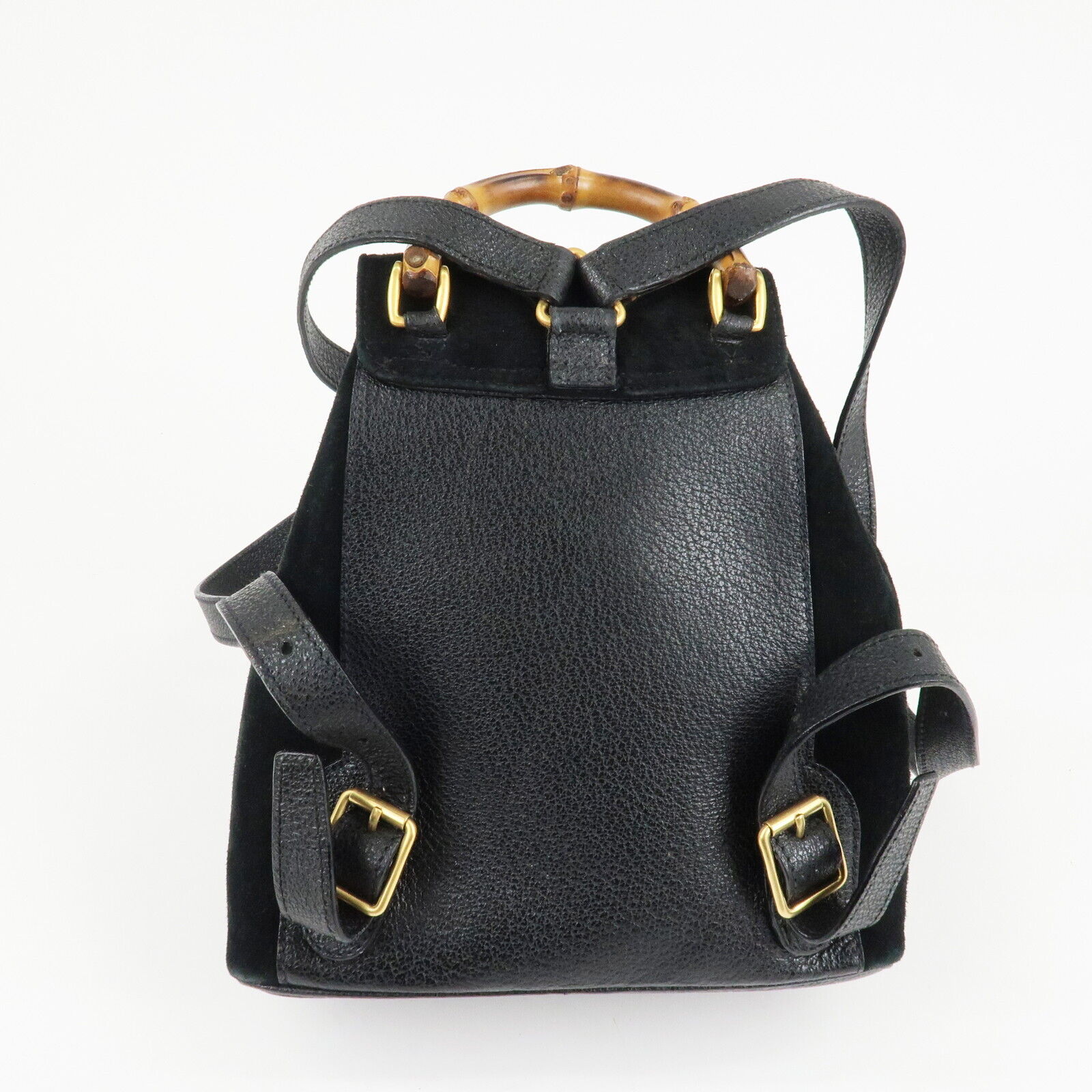 Gucci Bamboo Backpack - Black, Suede, Leather
