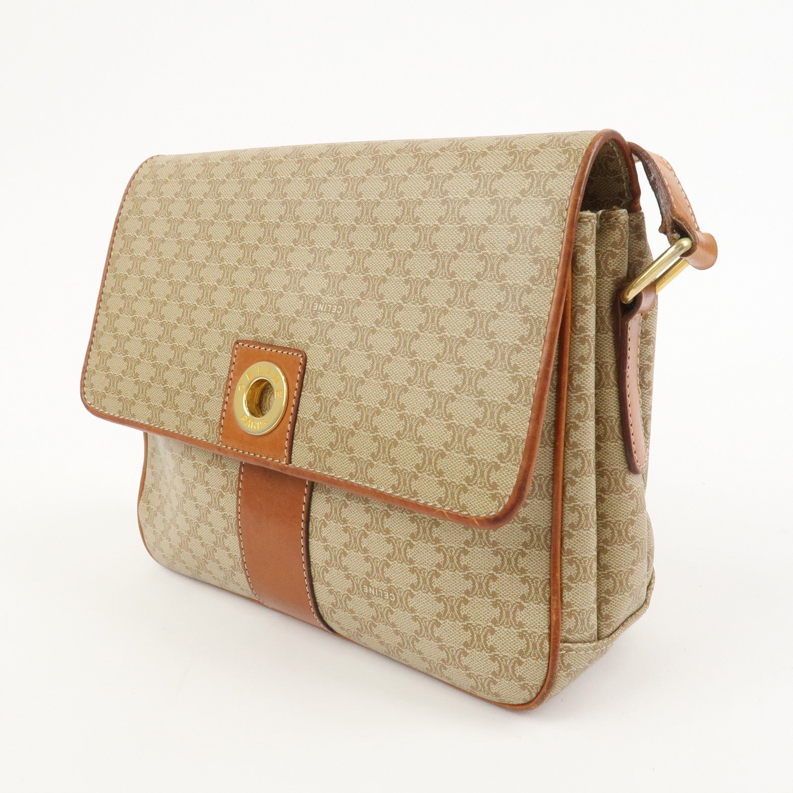 Celine Macadam Shoulder Bag - Beige, PVC Leather 