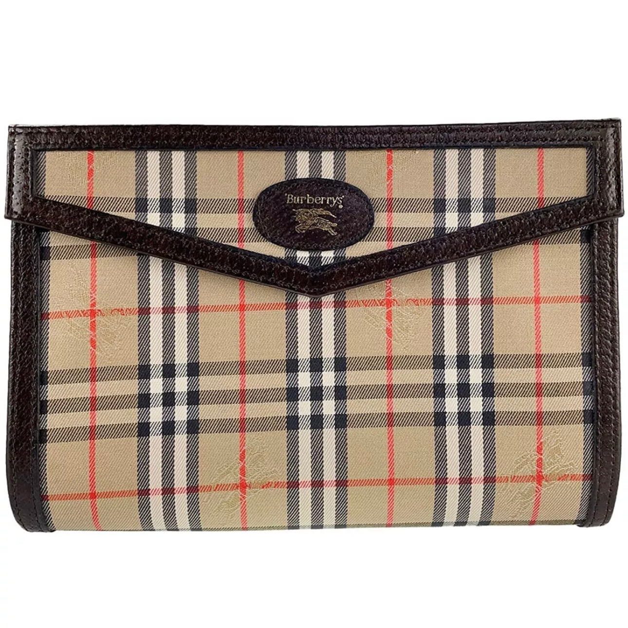 Burberry Leather Fabric Leather Nova Check Clutch