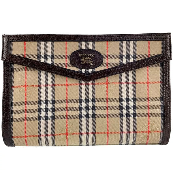 Burberry Leather Fabric Leather Nova Check Clutch