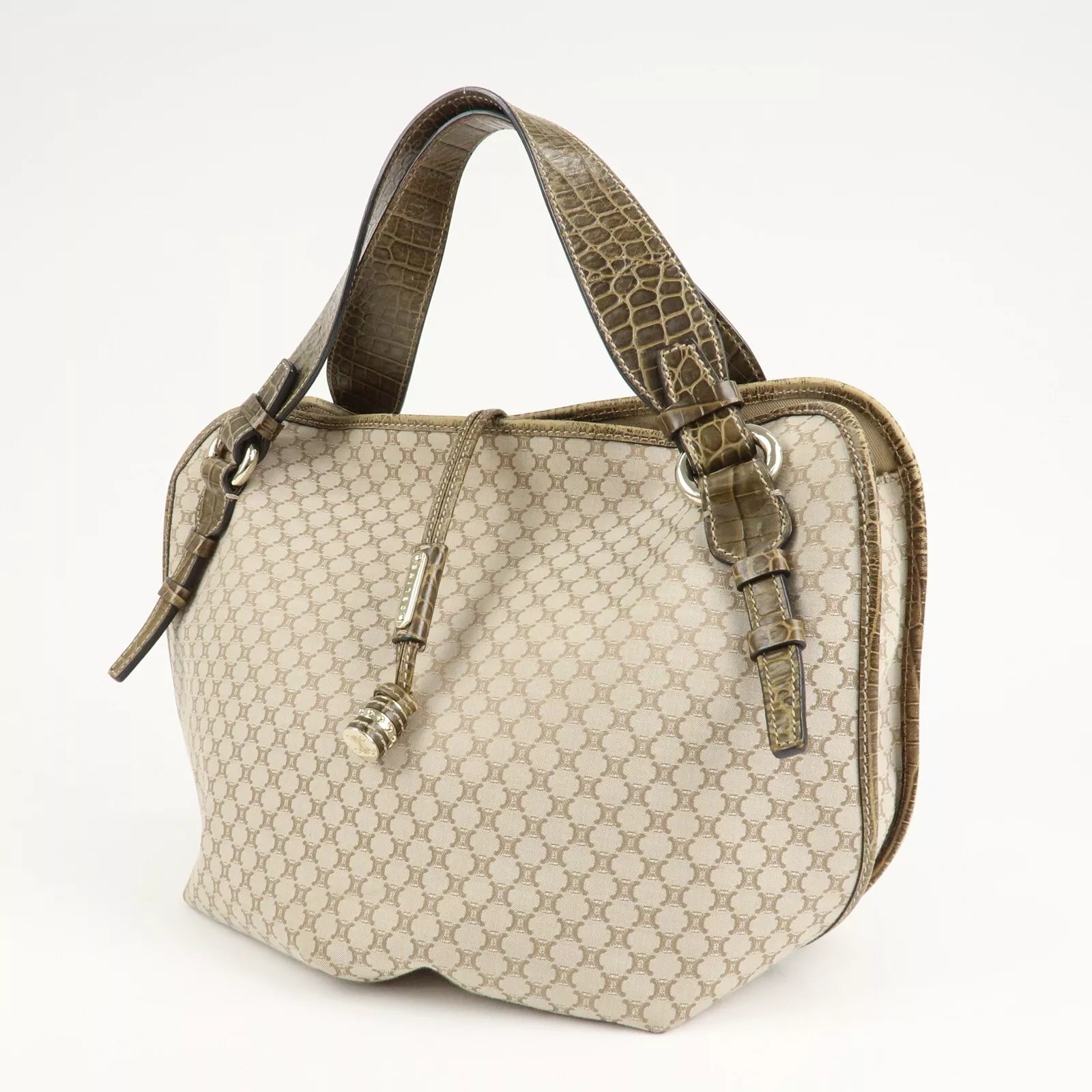 CELINE Macadam Bitter Sweet Canvas Leather Tote Bag - Beige Khaki, Canvas, Leather