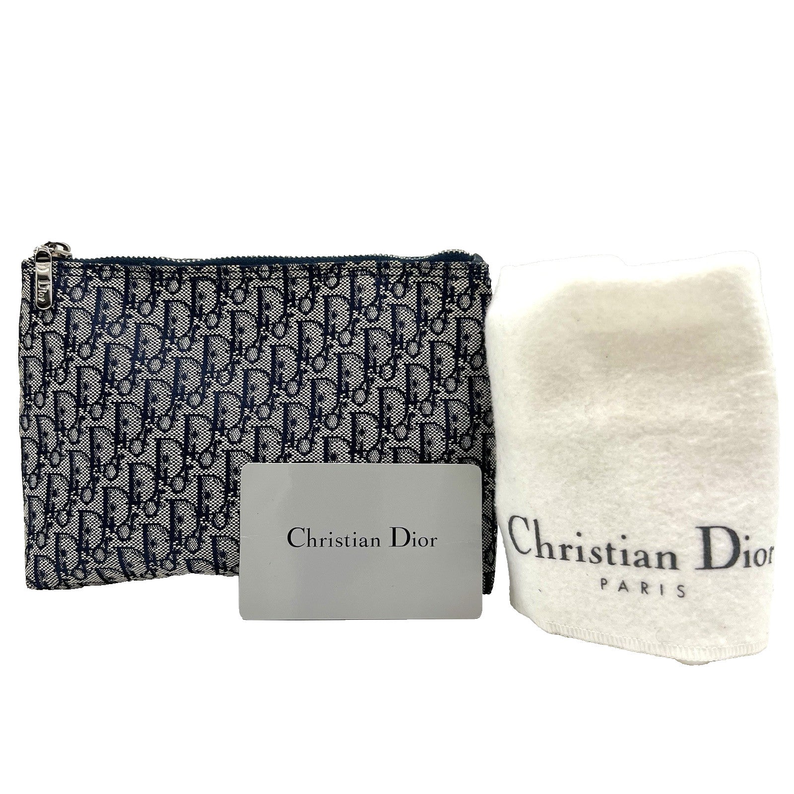 Christian Dior Trotter Mini Pouch Clutch Bag - Navy, Canvas