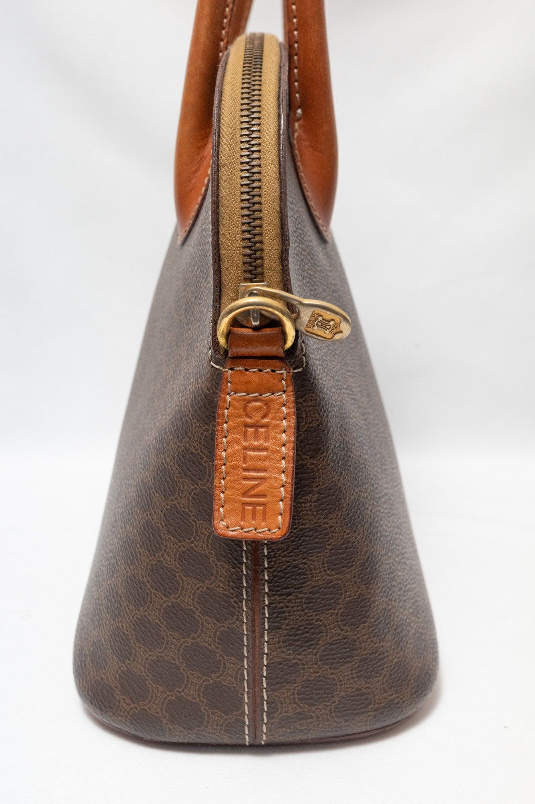 Celine Macadam Hand Bag - Brown, PVC Leather 