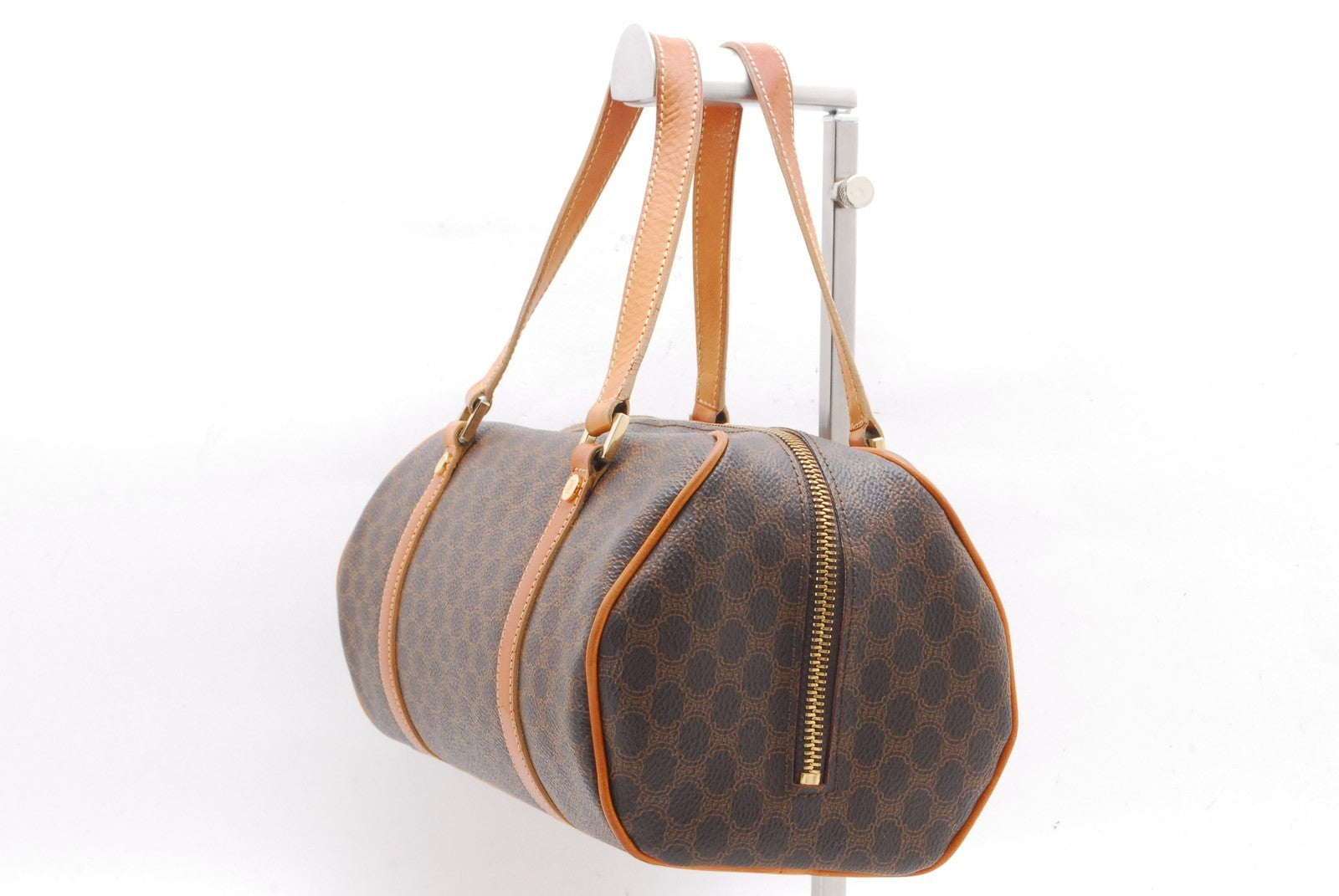 Celine Macadam Boston Hand Bag - Brown, PVC Leather