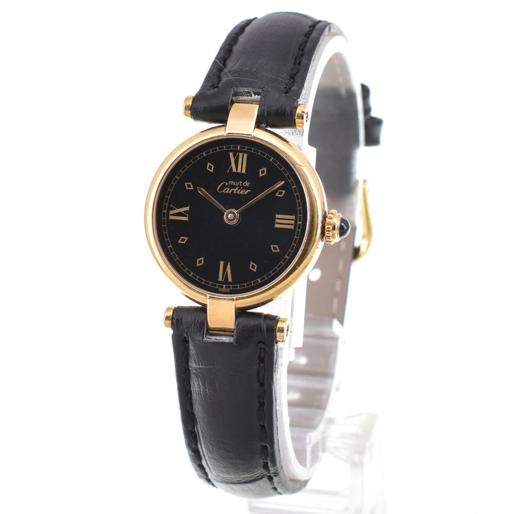 Cartier Must Vendome Vermeil SM 590004 Wristwatch - Black, Leather