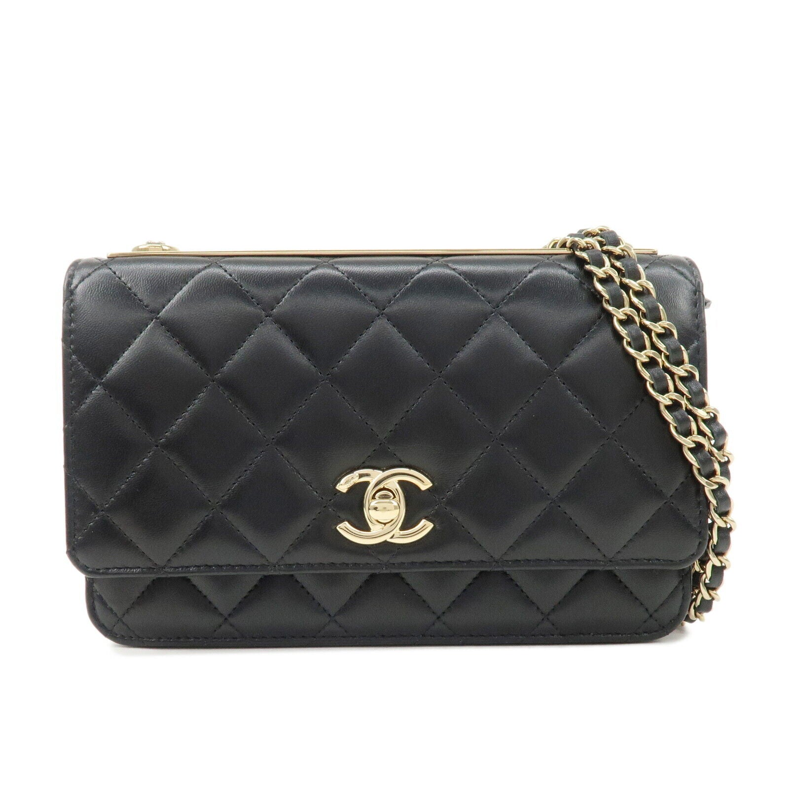 Chanel Matelasse Lamb Skin Trendy CC Chain Shoulder Bag - Black/Gold, Lamb Skin
